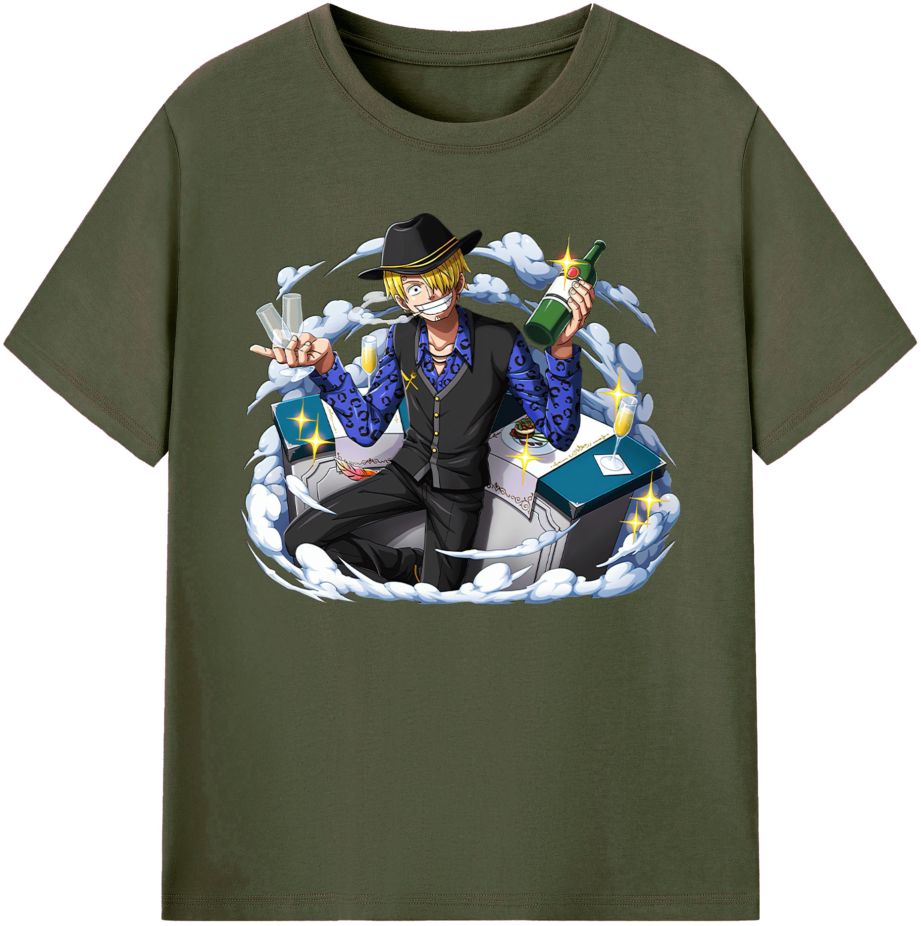 （画像用） ワンピース サンジ ONE PIECE Sanji 綿100％ メンズ半袖Tシャツ｜肌触りやわらか＆通気性